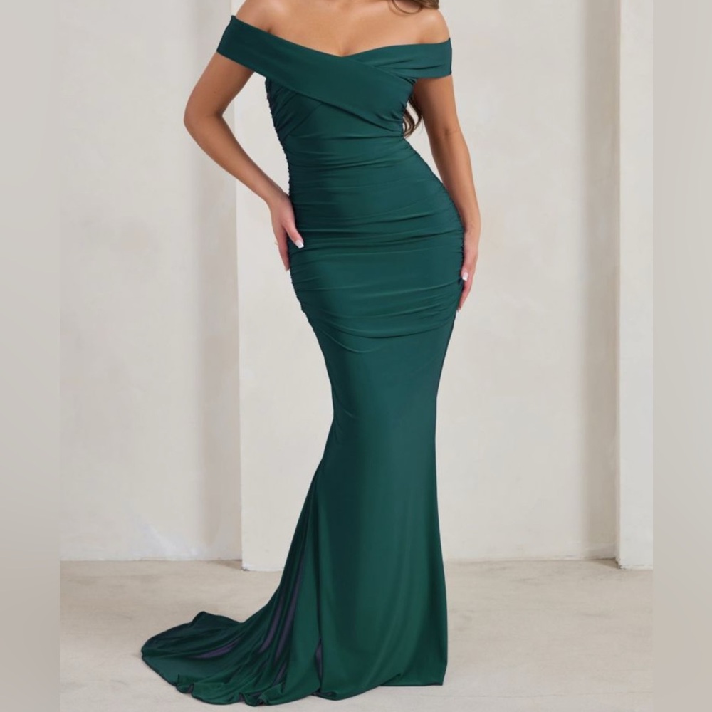 Club L London Dark Green Maxi Dress